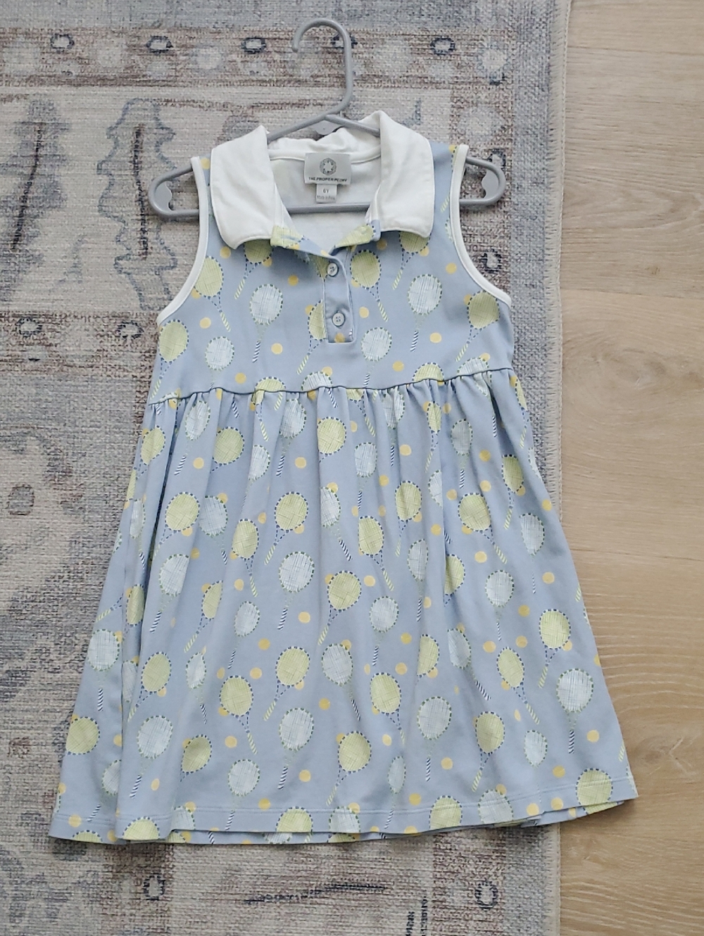The Proper Peony Pima Girls Blue Tennis Court Side Polo Dress Sz6y
